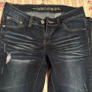 Blue Skinny Jeans with Deep Indigo Wash